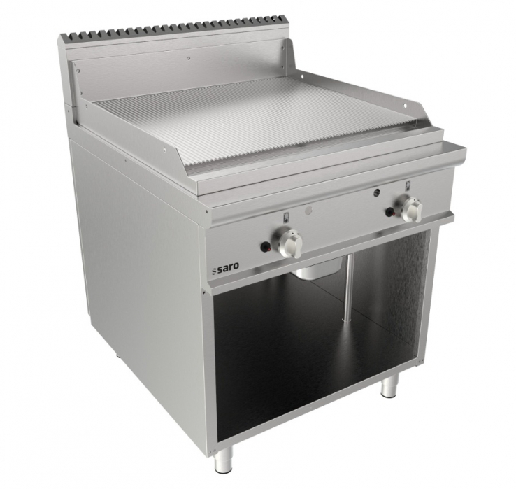 Gasgrillplaat 800 mm breed Vrijstaand apparaat geribbeld
